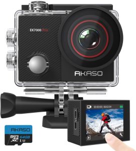 AKASO EK7000 Pro Action Cam 4K30FPS 20MP mit 64GB microSDXC Speicherkarte - Dein Begleiter für jedes Abenteuer