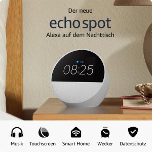 Der neue Amazon Echo Spot (2024) - Dein smarter Wecker mit sattem Klang und Alexa in Weiß