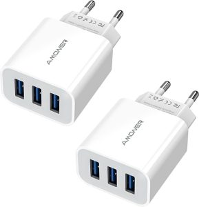 Amoner USB-Ladegerät mit 3 USB-Ports, 5 V, max. 3 A, 2er-Pack - Perfekt für Reisen