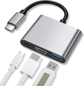 AXFEE 3-IN-1 USB C HDMI Adapter - 4K@30Hz, 100W Schnellladung, Kompatibel mit MacBook Pro/Air, Samsung, Huawei und mehr