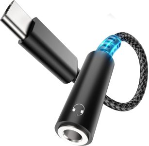 bakibo Adapter USB C Auf Klinke, USB C Klinke Adapter 3.5mm USB C Kopfhörer Adapter Typ C Aux Audio Dongle auf Hi-Fi DAC Chip - Schwarz