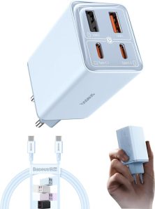 Baseus USB C Netzteil 65W - High-Speed Ladegerät mit PD 3.0 und PPS Schnellladeleistung - Blau