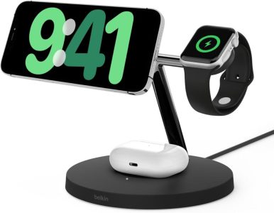 Belkin BoostCharge Pro kabelloses 3-in-1-Ladegerät für iPhone, Apple Watch und AirPods - Schwarz V2