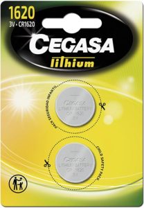 Cegasa CR1620 – Pack mit 2 Lithium Knopf Batterien in Grün