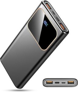 Coucur Power Bank 10000mAh mit 22.5W Schnellladefunktion und LED Digitalanzeige - Schwarz