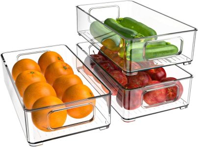 Diwoker Kühlschrank Organizer Stapelbar - Hochwertige Aufbewahrungsboxen für Kühlschrank, Küche und Speisekammer (3 Stück)