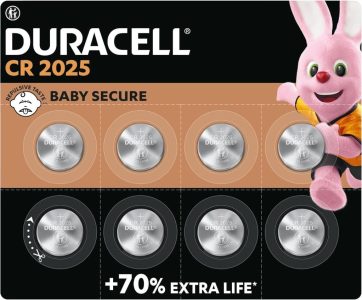 Duracell CR2025 Lithium-Knopfzellen - 8 Stück Packung für langlebige Leistung