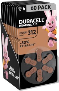 Duracell Hörgerätebatterien Größe 312, 60er Pack - langlebig und quecksilberfrei