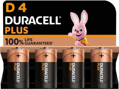 Duracell Plus D Batterien, 4 Stück - Optimale Energieversorgung für Alltagsgeräte