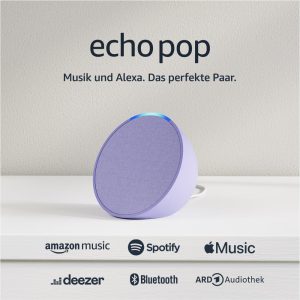 Echo Pop - Kompakter und smarter Bluetooth-Lautsprecher mit vollem Klang und Alexa in Lavendel