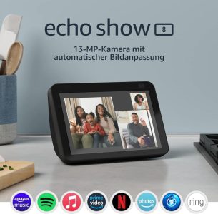 Echo Show 8 (2. Generation, 2021) | HD-Smart Display mit Alexa und 13-MP-Kamera | Anthrazit