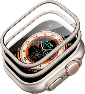 ESR Armorite Schutzfolie für Apple Watch Ultra 2/1 (2023/2022, 49 mm) – Gehärtetes Glas mit Edelstahlrahmen, 2 Stück