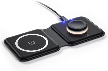 ESSAGER Wireless Charger 2 in 1 - Faltbare Induktive Ladestation für Apple und Android Geräte