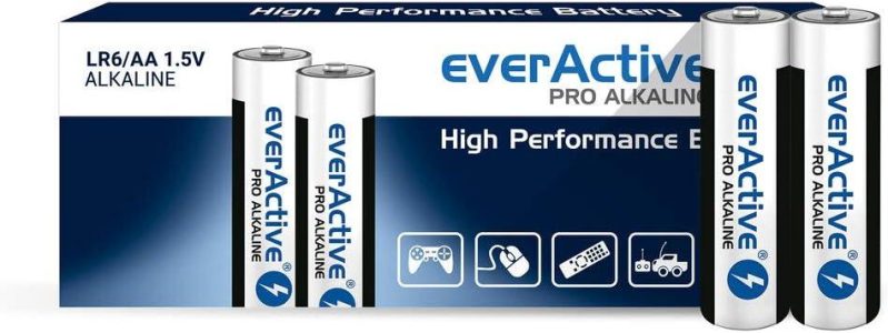 everActive AA Batterien 10er Pack: Pro Alkaline, Mignon LR6 R6 1.5V mit höchster Leistung und 10 Jahre Haltbarkeit