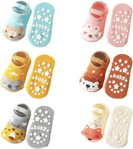 FedMois 6 Paar Baby Kleinkinder ABS rutschfeste Socken Sneaker Socken unsichtbar Baumwolle 1-3 Jahre Fuchs