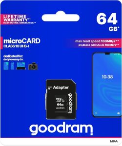 Goodram 64GB M1AA Mikrokarte mit hoher Geschwindigkeit und Klasse 10 Speicherkarte