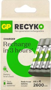 GP B441 USB Battery Charger Set mit 4 Stück 2600mAh AA Pencil Battery