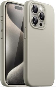 HARVORTEZ iPhone 14 Pro Hülle - Premium Liquid Silicone Cover in natürlichem Titan