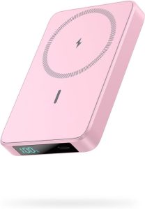 HETP Magnetische Powerbank 10800mAh für iPhone mit Schnellladung und LED-Display - Rosa