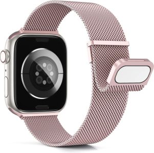 Higgs Metall Armband Kompatibel mit Apple Watch Ultra/Ultra 2 - RoséRosa für Damen und Herren