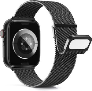 Higgs Metall Armband für Apple Watch - Kompatibel mit Ultra/Ultra 2, Verschiedene Größen, Schwarz