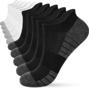 HIYATO 10 Paar Sneaker Socken Herren Damen: Atmungsaktive Sportsocken aus Baumwolle in Schwarz und Weiß