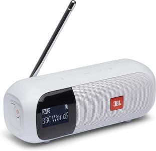 JBL Tuner 2 Radiorekorder in Weiß – Tragbarer Bluetooth Lautsprecher mit MP3, DAB+ und UKW Radio