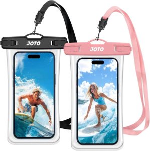 JOTO Wasserdichte Handyhülle, 2 Stück, Schwarz/Rosa, für iPhone und Galaxy bis zu 7 Zoll