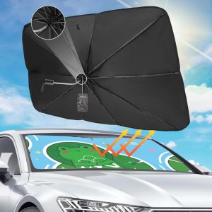 JOYTUTUS Auto Sonnenschutz Frontscheibe mit UV-Schutz und verstellbarer Stange