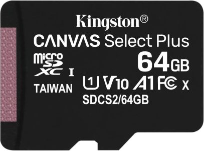 Kingston Canvas Select Plus microSD Speicherkarte 64GB mit SD-Adapter - SDCS2/64GB Class 10