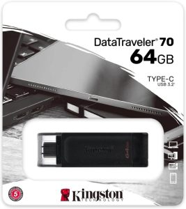 Kingston DataTraveler 70 - DT70/64GB USB-C-Stick, Schwarz