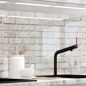 Premium Küchenrückwand selbstklebend in Glasoptik - GEKALKTE WAND - 1.8mm