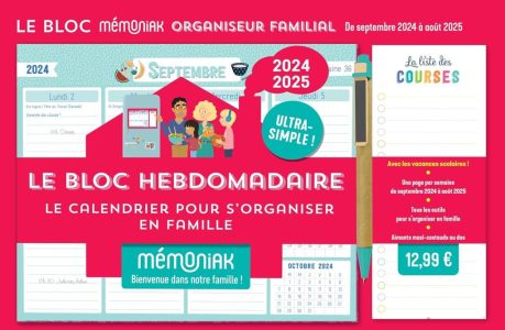 Le Bloc hebdomadaire organiseur familial Mémoniak - Der perfekte Familienplaner für das Jahr 2024/2025