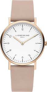 Liebeskind Damen Analog Quarz Armbanduhr mit Lederarmband in Beige-rosé - Ein Hauch von Eleganz für jeden Tag