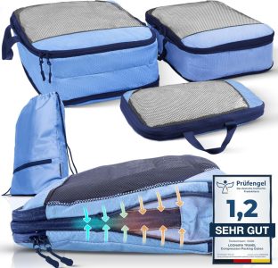 LOONARA Travel Packing Cubes Set für Koffer und Rucksack [4-teilig] - Mehr Platz durch Kompression