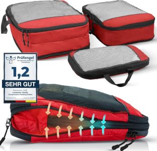 LOONARA Travel Packtaschen Kompression 3-teilig in Sunset Blaze - Rot