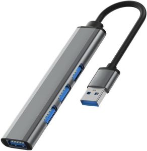 Magnet USB-Hub mit 4 Ports - Silbergrau, Ideal für Laptops und andere Geräte