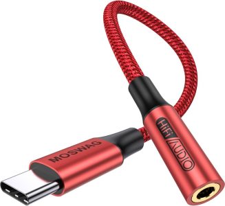 MOSWAG USB Typ C auf 3.5mm Kopfhörer Jack Adapter in Rot