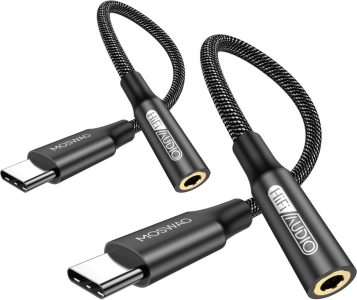 MOSWAG USB Typ C auf 3.5mm Kopfhörer Jack Adapter - Dunkelschwarz