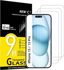 NEW'C 3 Stück Panzer Schutz Glas für iPhone 15/15 Pro (6,1''): Kratzfest und Ultrabeständig