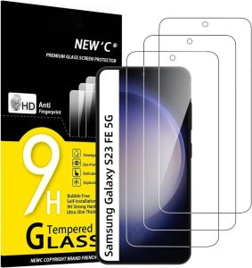 NEW'C 3 Stück Panzer Schutz Glas für Samsung Galaxy S23 FE 5G - Ultra-klar und Ultrabeständig