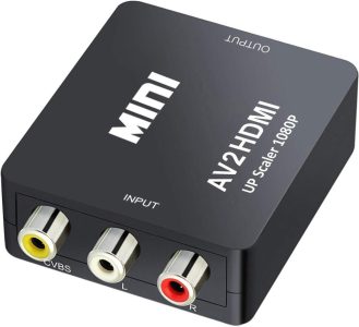 QGECEN Mini RCA Composite AV zu HDMI Video Audio Konverter Adapter Box