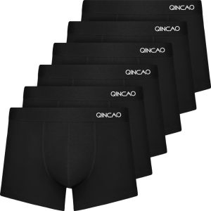 QINCAO Boxershorts Herren 6er Pack - Baumwolle Unterhosen in Schwarz