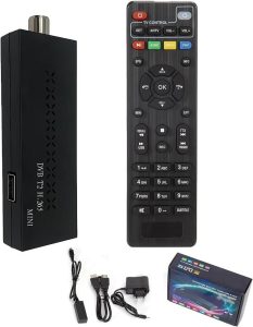 Romicta DVB T2 Receiver - HDMI TV Stick HD 1080P H265 HEVC Main 10 Bit mit 2in1 Universal-Fernbedienung