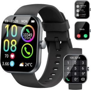 Smartwatch Herren Damen mit 1,96'HD Touch Fitnessuhr und Telefonfunktion