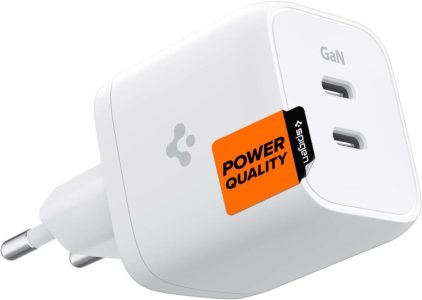 Spigen GaN 452 Total 45W 2 Port GaN III Tech Dual USB C Wandladegerät