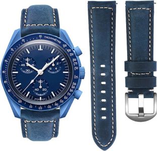 Stanchev Armband für Moonswatch Swatch: Leder Ersatzband in Blau