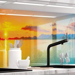 StickerProfis Küchenrückwand selbstklebend Glasoptik SUNDOWNER - Premium Qualität und Optik für Ihre Küche