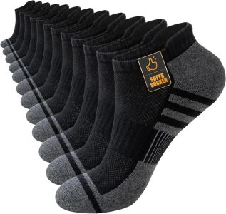 Stoeury Sneaker Socken Herren Damen in Schwarz, Größe 39-42: Atmungsaktive und Anti-Schweiß Sportsocken