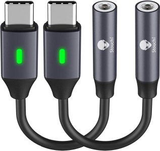 Stouchi USB C Kopfhörer-Adapter mit LED-Licht und HiFi DAC Chip - Kompatibel mit Samsung Galaxy S22/S21 und Pixel 6